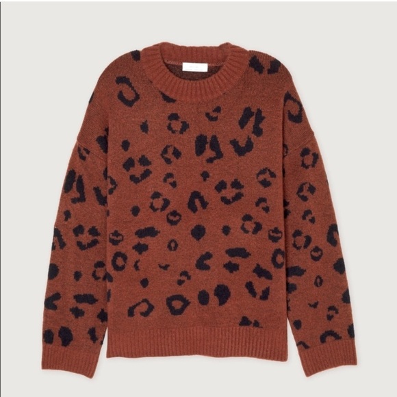 Oak + Fort Leopard Print Crewneck Sweater sz S - Picture 1 of 11